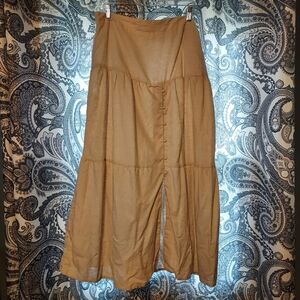 Midnight Sky Linen Blend Neutral Maxi Skirt NWT Size XL | Made in India | NWT